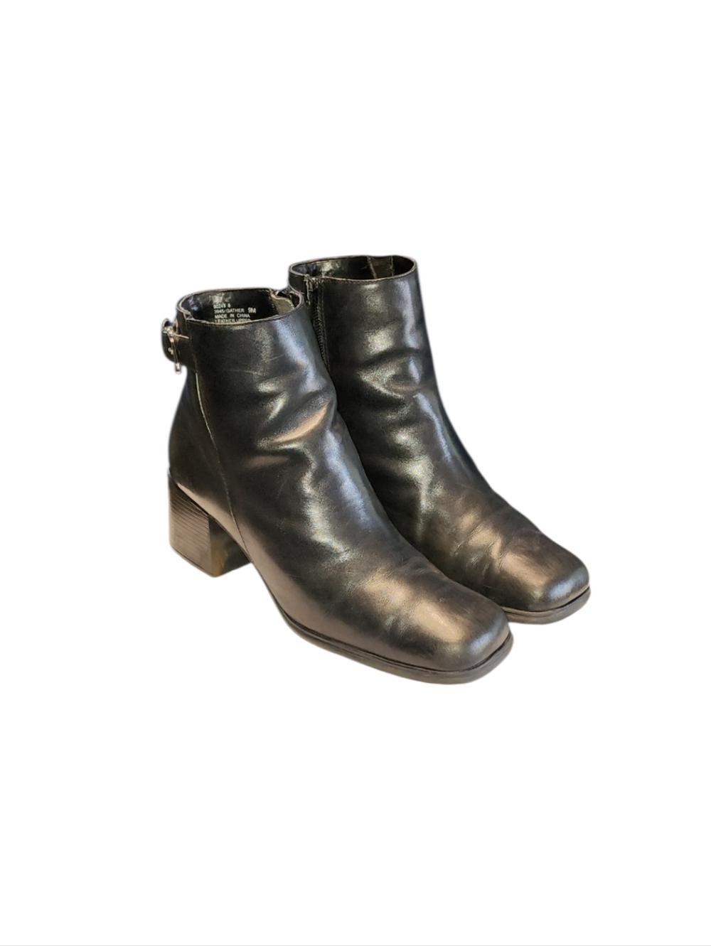 Women Vintage Leather Black Ankle Boots By White Mt Size 9M